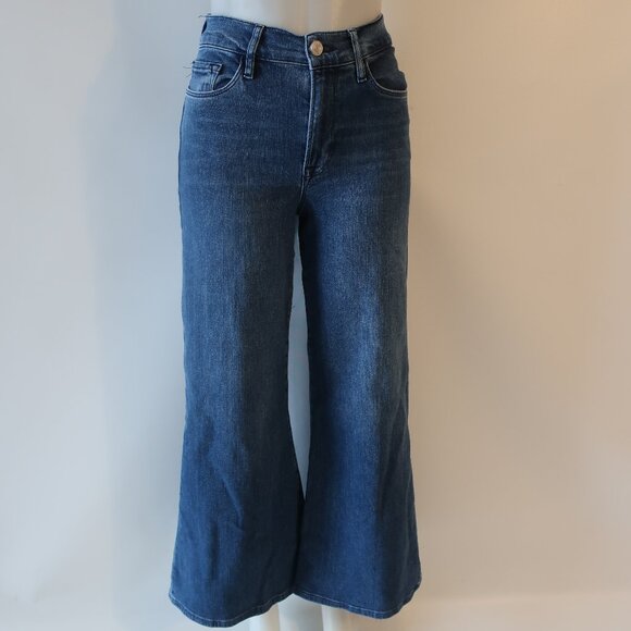Womens Frame Le Palazzo Temple Blue High-Rise Wide Leg Crop Denim Jean 27 - Picture 3 of 12